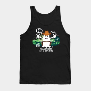 BOO Cowboy dressed as a GHOST - cute Halloween Tank Top